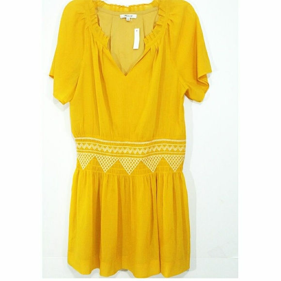 Madewell Dresses & Skirts - NWT  Madewell Yellow Embroidered Dress Size 10